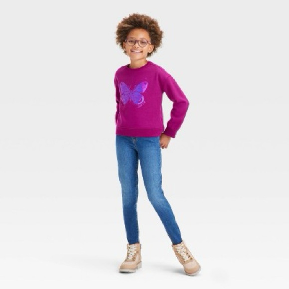 🦋Cat & Jack🦋 Magenta Butterfly Sweater. Size 8